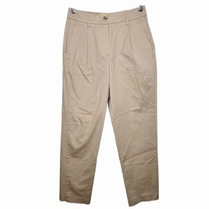 Express Ankle High Rise Pleated Dress Pants Khaki Tan Womens Size 4L Long Chino